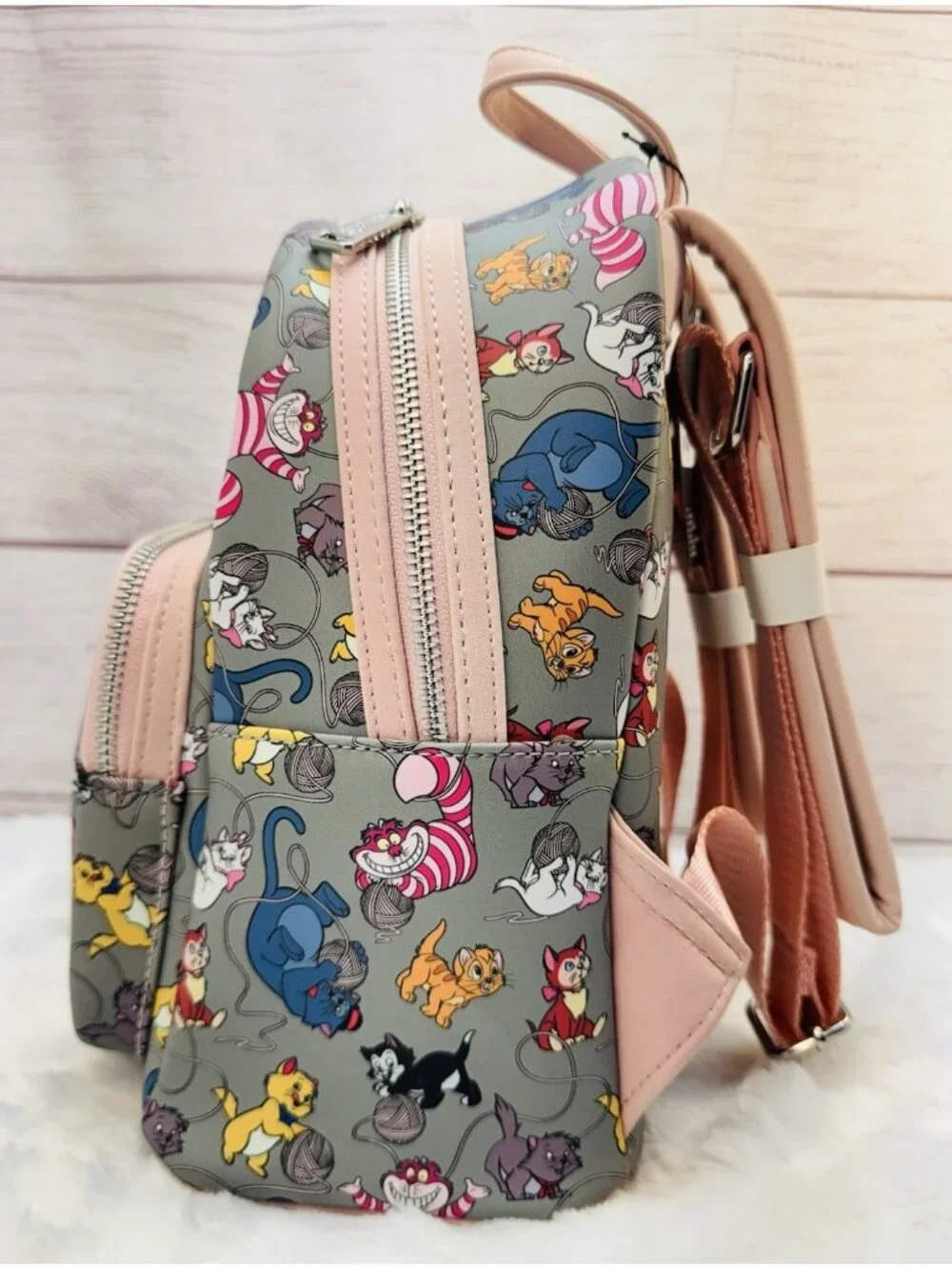 Loungefly Disney Cats Yarn Marie Allover Gray Mini Backpack NWT